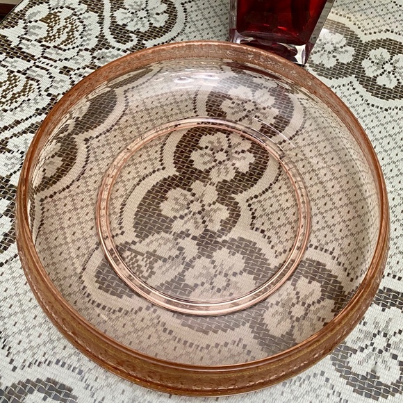 BEAUTIFUL RARE 13” PINK GLASS VTG CONSOLE BOWL - Picture 4 of 5